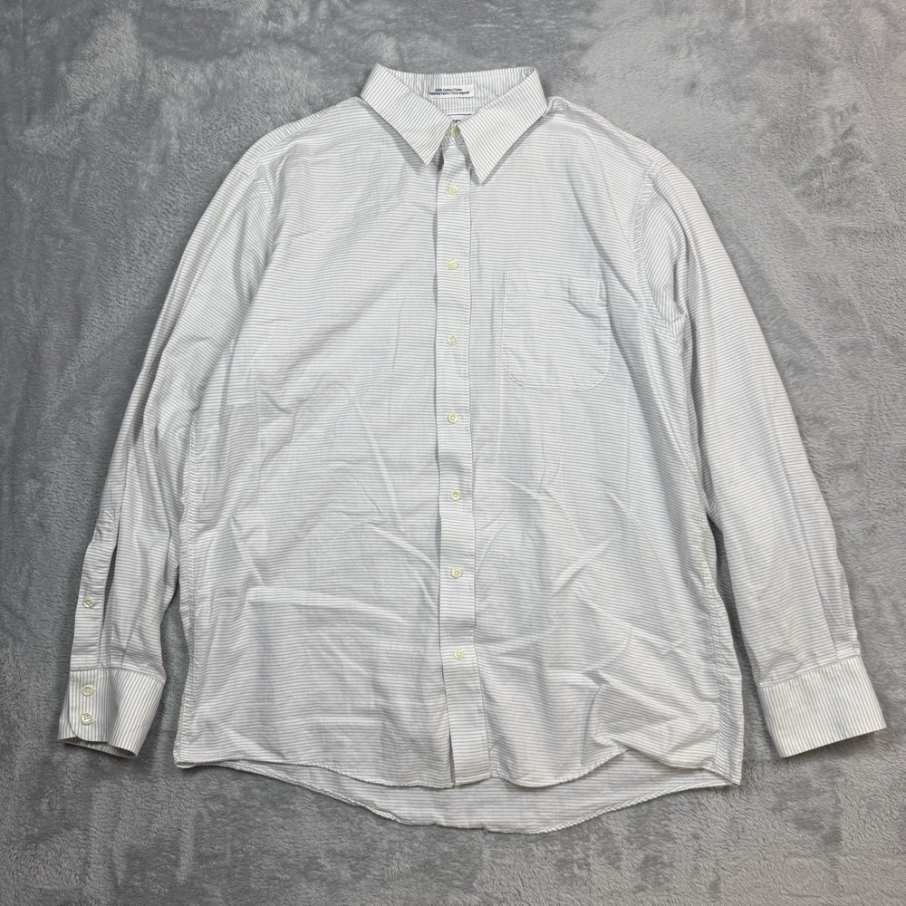 Vintage Burberrys Dress Shirt Mens‎ 17 35 White Horizontal Stripe Cotton USA